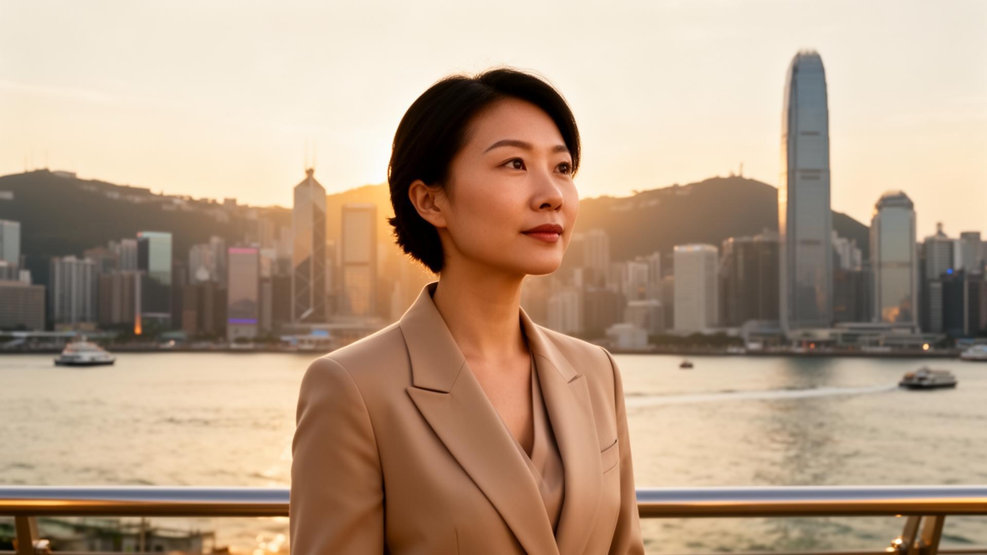 内地专业人才通过香港专才计划 ASMTP 赴港工作，背景为维多利亚港天际线