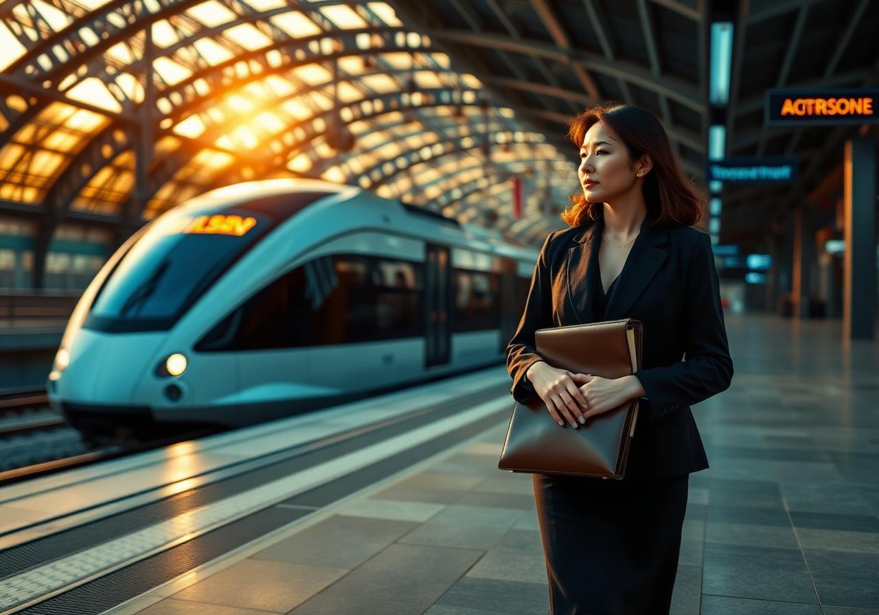 High-speed rail connecting the Greater Bay Area at golden hour